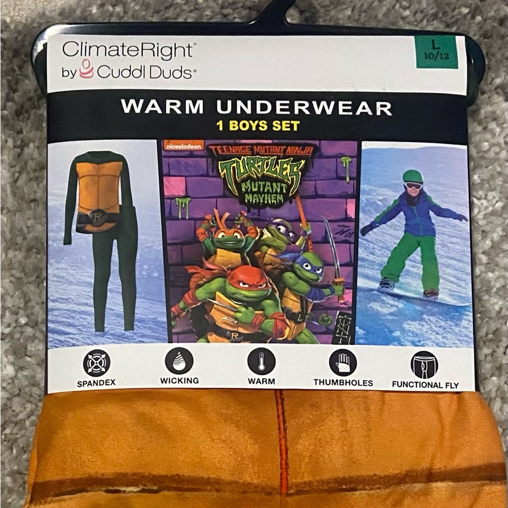 Cuddl Duds warm underclothes Boy set 10/12  Teenage mutant Ninja Turtles